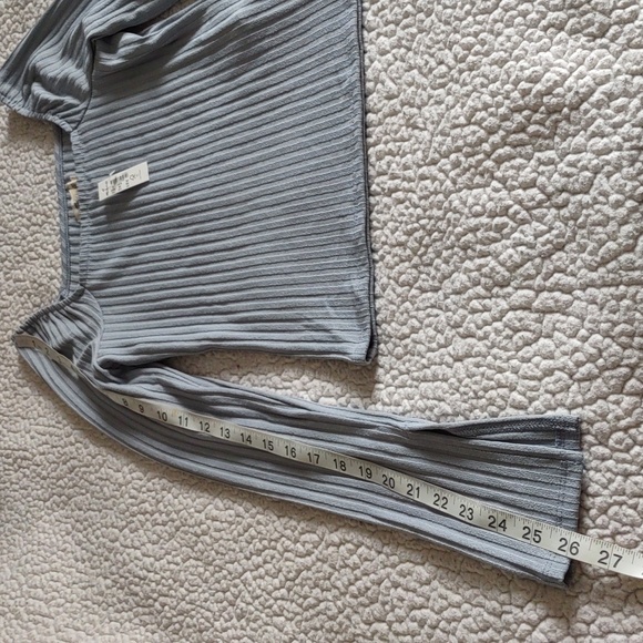 NWT Madewell Size XS Blue Ribbed Slit Sleeve Square Neck Top - Picture 7 of 15